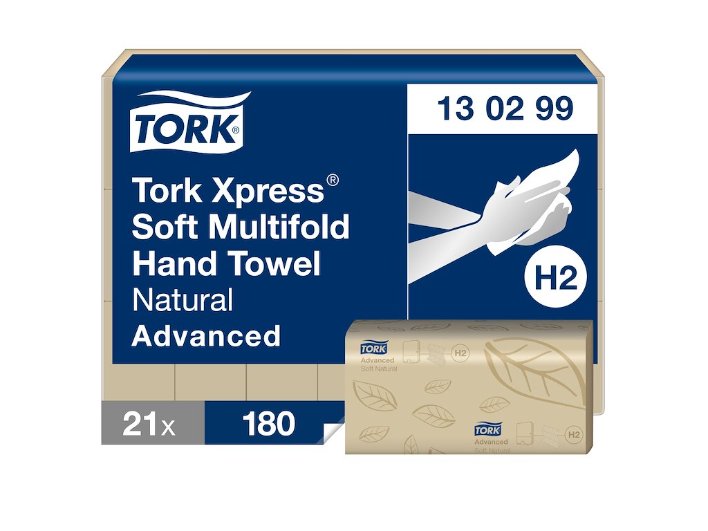 Håndklædeark Tork H2 130299 Soft natur 2-lags 21x180 ark