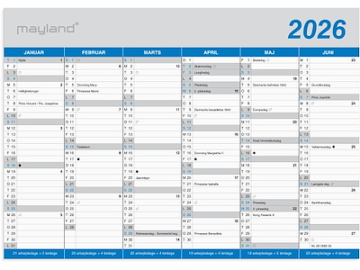 Kontorkalender Klassisk A5 2026