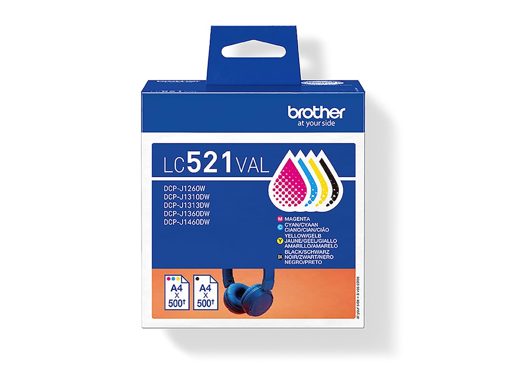 Brother blæk LC521 CMYK, 2000 sider