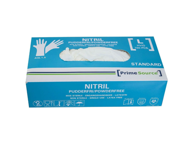Nitrilhandske pudderfri Standard L hvid 100 stk