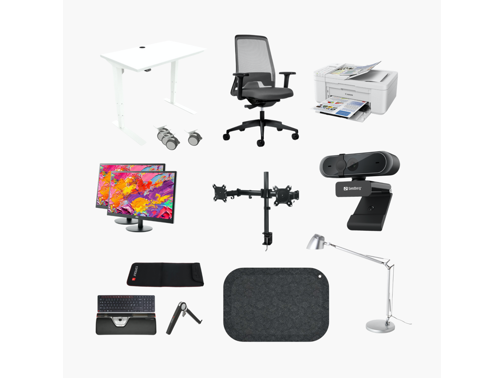 Hjemmekontor pakke med hvid stel