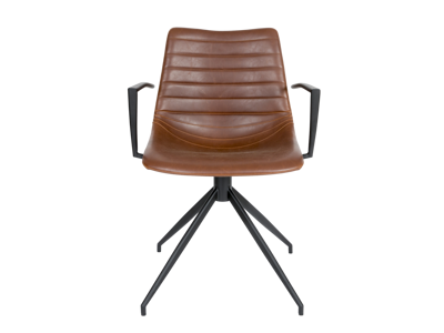 Konferencestol med armlæn | Ventus Down | Kastanje PU | Sort stel