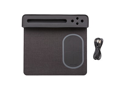 Air musemåtte med 5W trådløs oplader og USB, sort