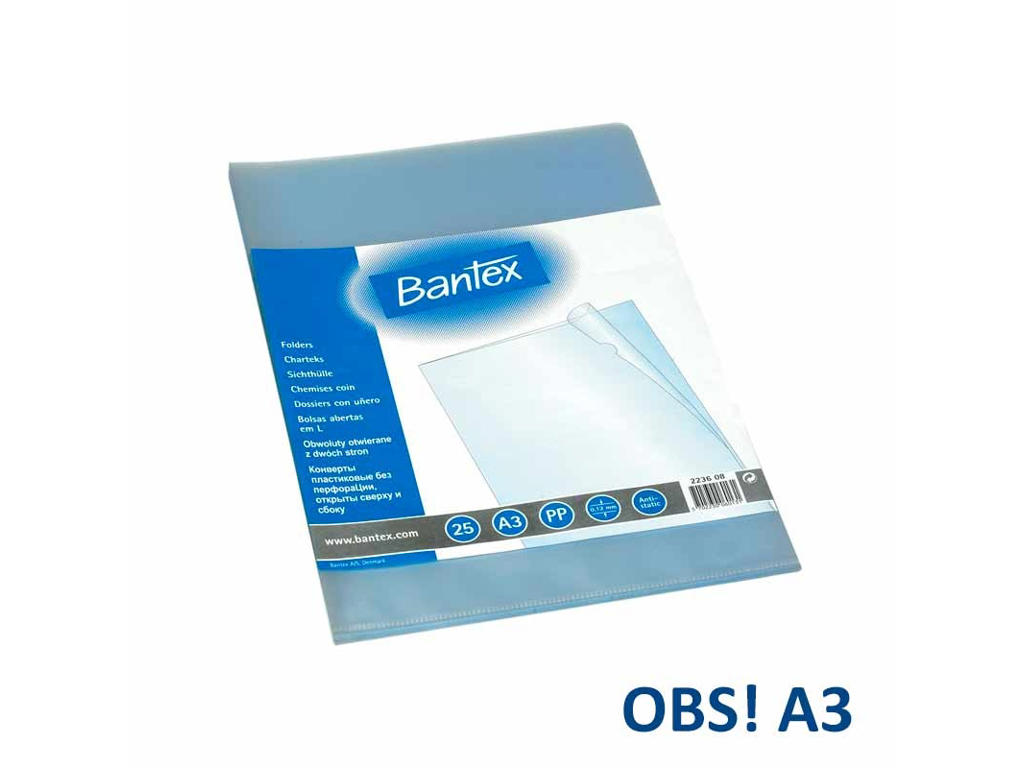 Plastomslag A3 0,12 m/præg 25 stk. Bantex