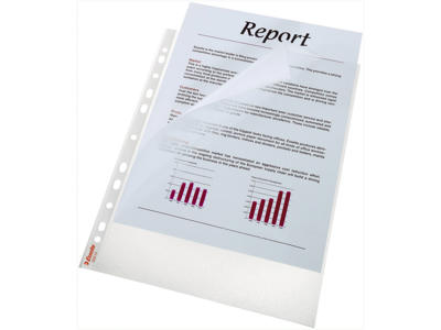 Plastlomme A4 Esselte 0,115 præg åben top+venstre 100 stk