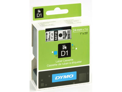 Dymo tape 53713 24mm sort/hvid