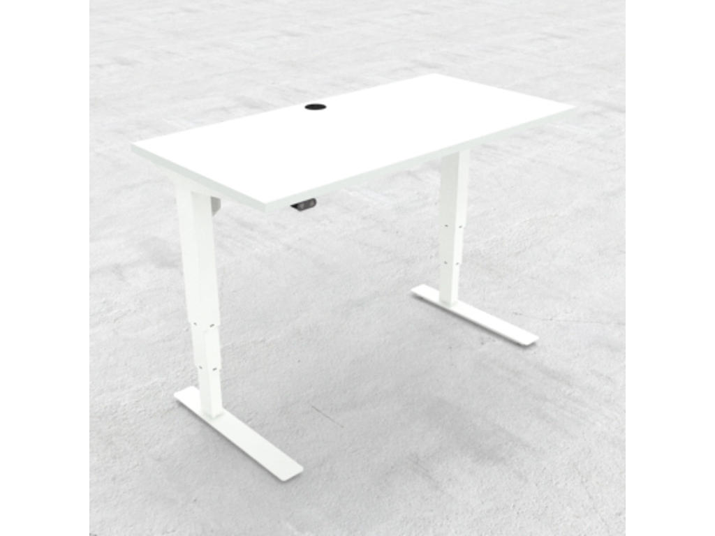 Hæve-/ Sænkebord 120x60 cm Hvid med Hvidt Stel