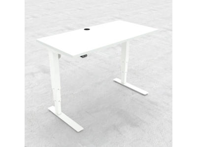 Hæve-/ sænkebord 120x60 cm hvid med hvidt stel