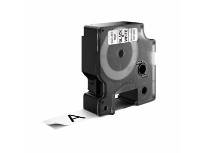 Dymo tape 19mm polyester sort/hvid S0718070