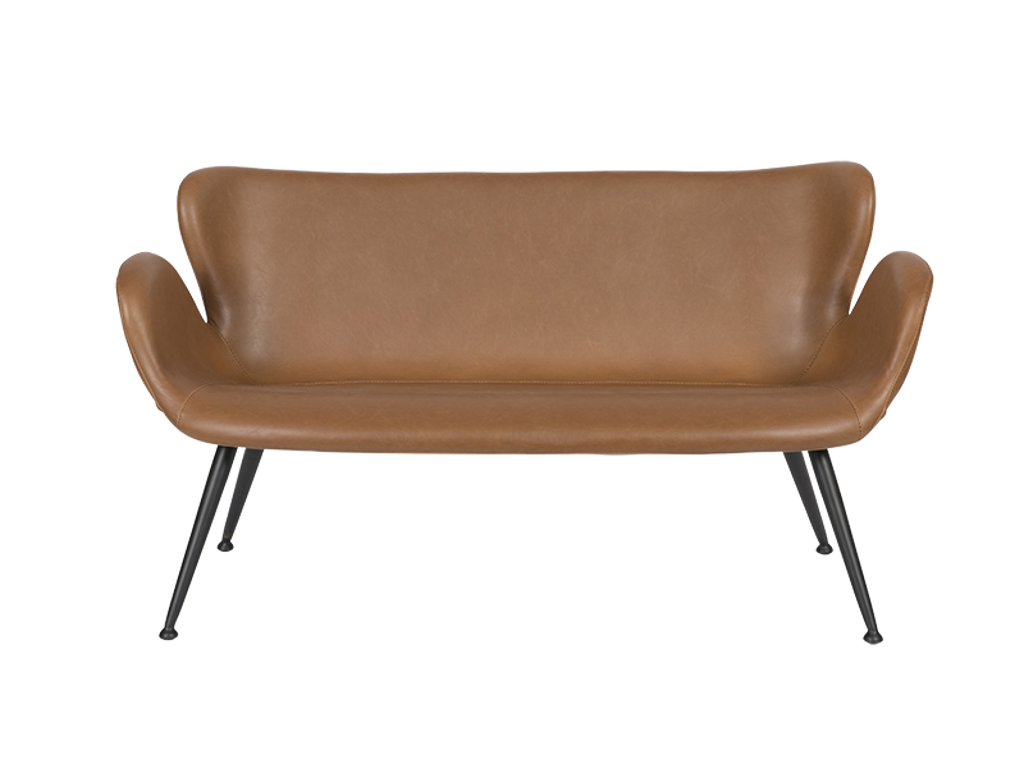 Loungesofa 2 pers. cognac PU læder /sort stel
