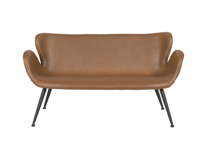 Loungesofa 2 pers. cognac PU læder /sort stel