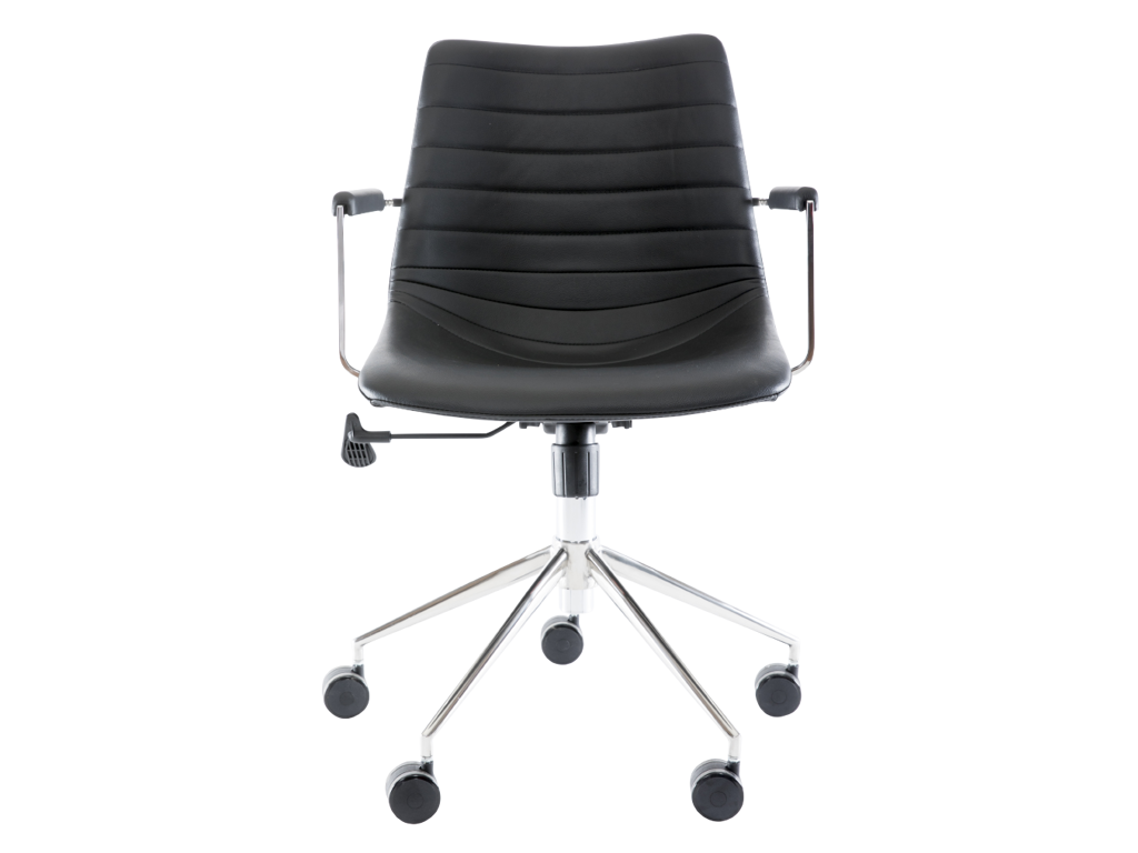 Konferencestol Ventus Down Office sort PU/poleret stel med hjul