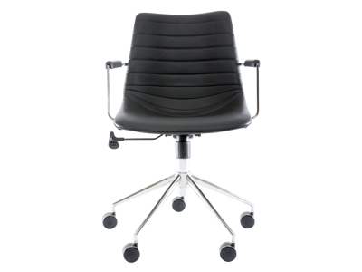 Konferencestol Ventus Down Office sort PU/poleret stel med hjul