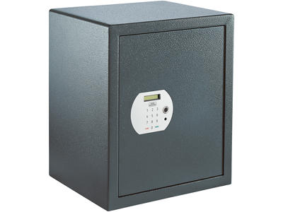 Pure-safe værdiskab, nøgle, elektronisk og fingerprint lås. 500 x 416 X 350 mm, 26 kg.