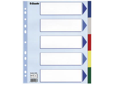 Faneblade A4+ Esselte 5 delt farvet plast maxi