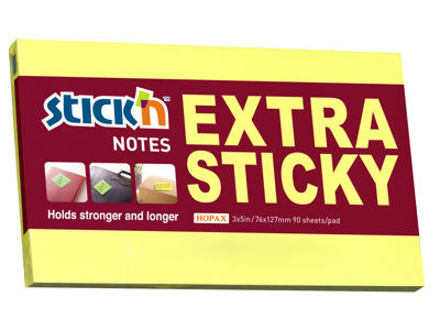 Notes Stick'N 75x127 mm. extra sticky gul