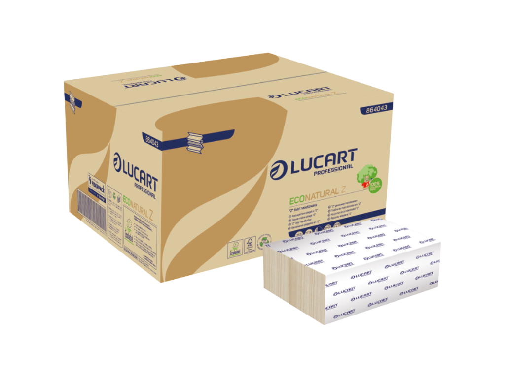 Håndklædeark Lucart T3 Natural Z-fold 2-lags 100% genbrug 15x200 ark