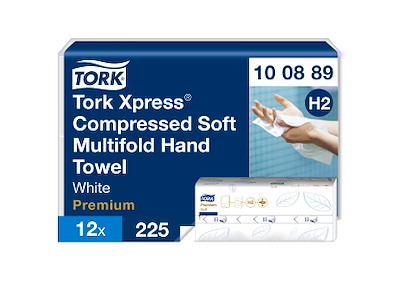 Håndklædeark Tork H2 100889 Premium Soft 2-lags komprimerede 12x225 ark
