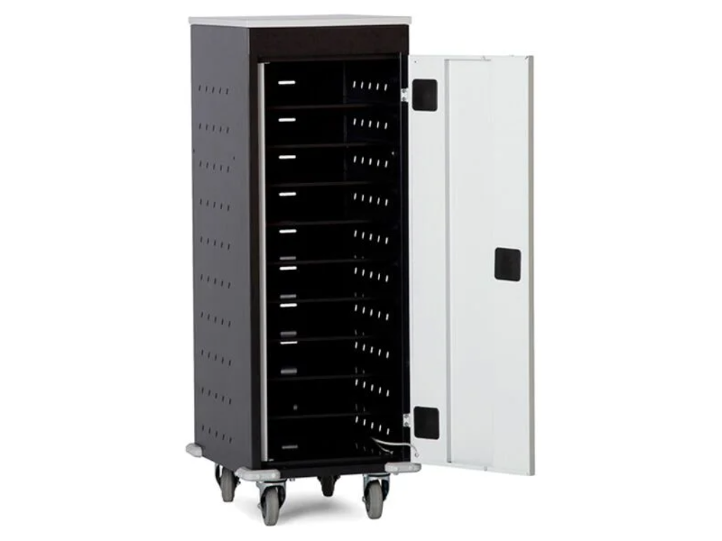 PC opladningsskab med 10 rum sort/lysgrå