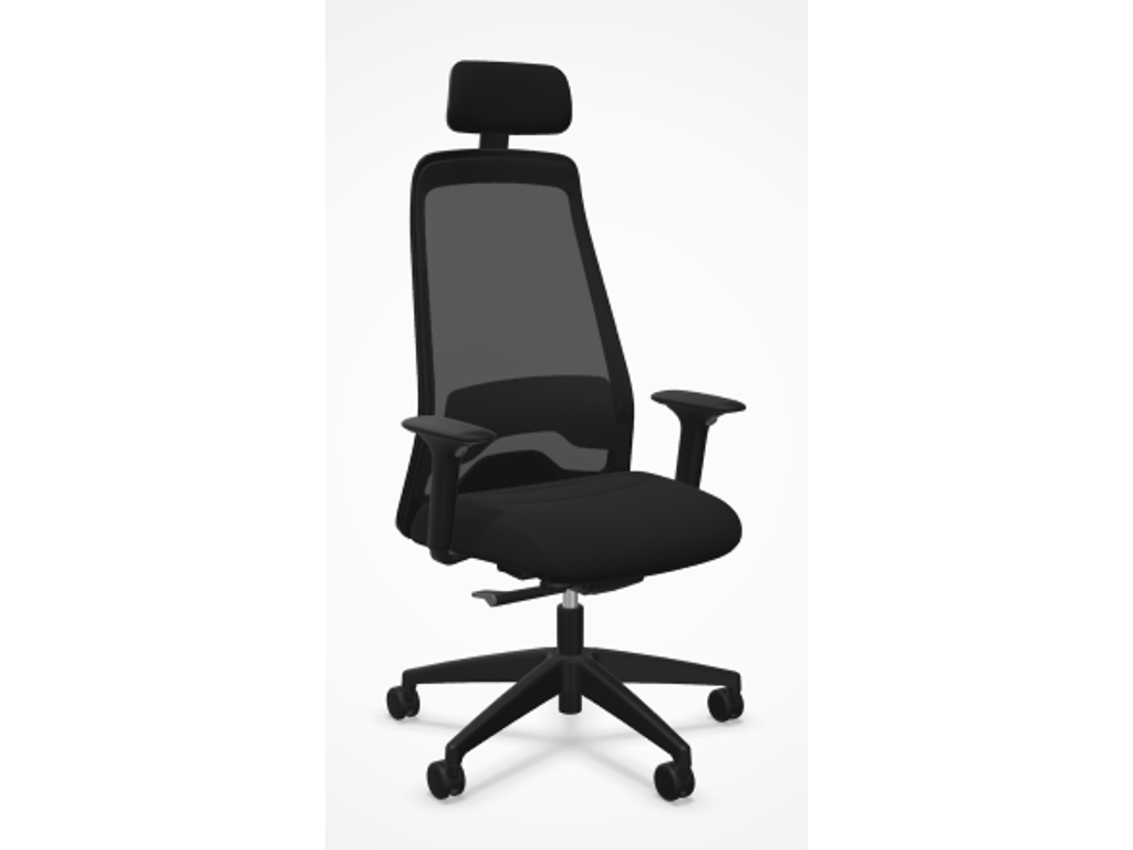 Interstuhl kontorstol med armlæn | Every EV258 | Sort uldstof | 3D armlæn