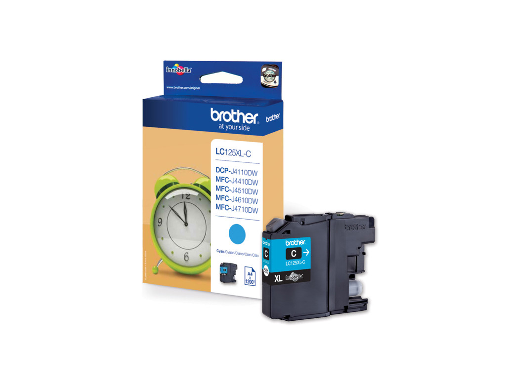 Brother blæk LC125XLC cyan, 1200 sider