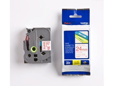 Brother tape TZe252 24mm rød/hvid