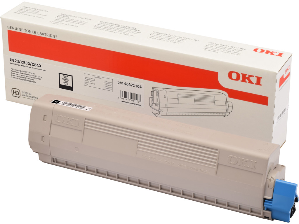 OKI TONER C823/833/843 Sort, 7000 sider