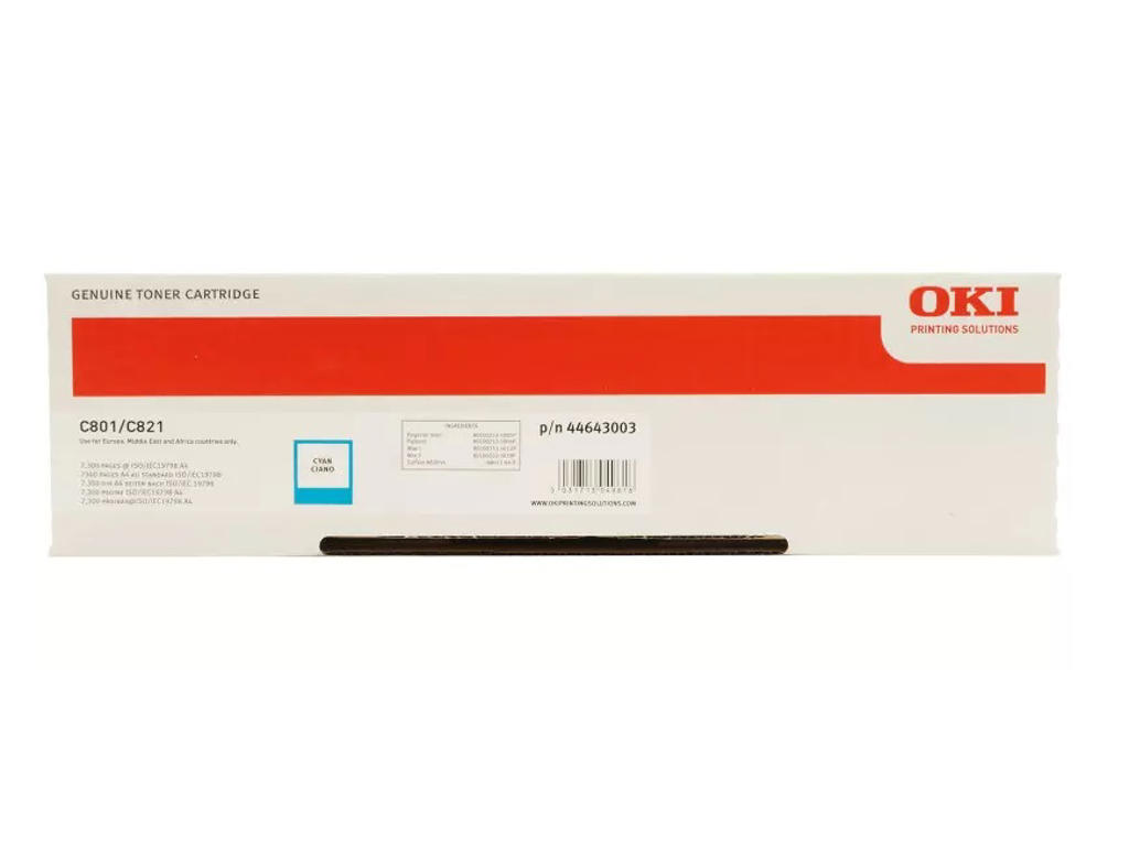 Oki toner C801/C821 Cyan, 7300 sider