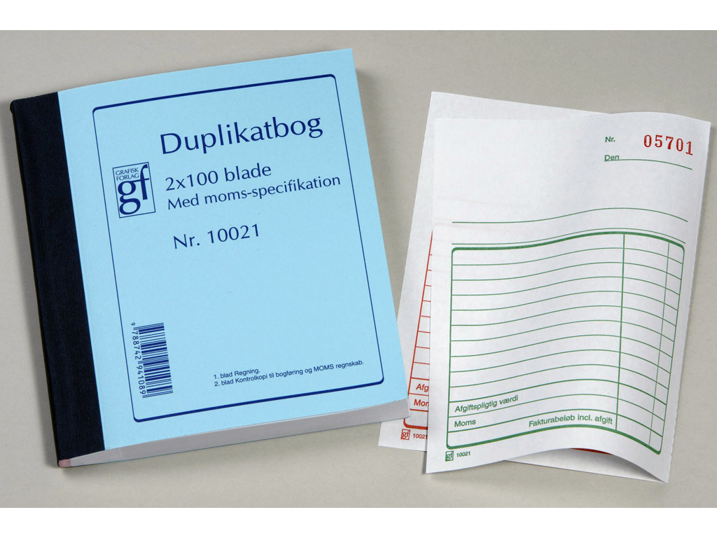 Duplikatbog GF10021 med moms 108x150mm 2x100 blade