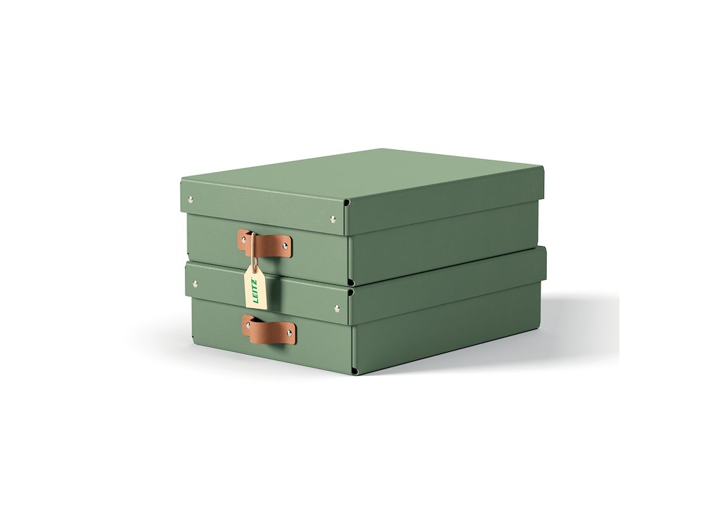 Opbevaringskasse Leitz Puro medium lav grøn 2 stk