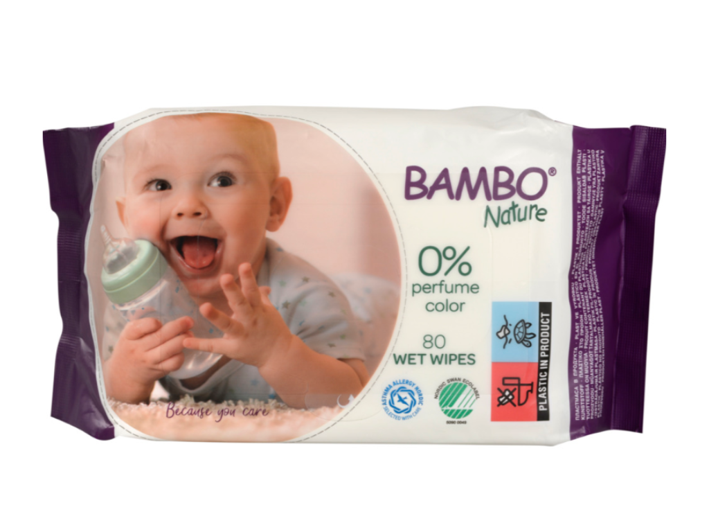 Vådserviet Bambo Nature Z-fold 19x16cm m/blød genluk 80 stk