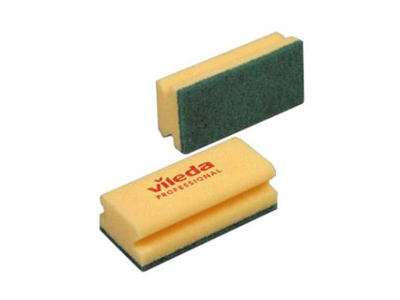 Skuresvamp Vileda Pro grøn/gul m/greb 10 stk