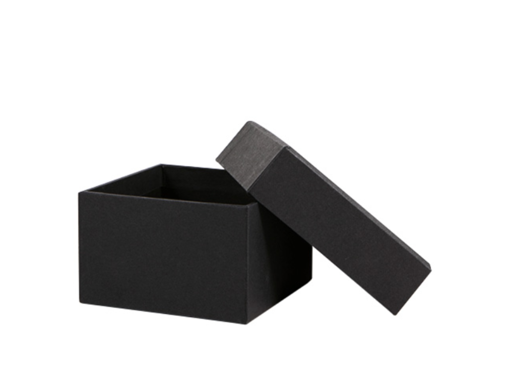 Gaveæske med låg | 6,5x6,5x5/2,5 cm | Sort Kraftig pap | 50 stk