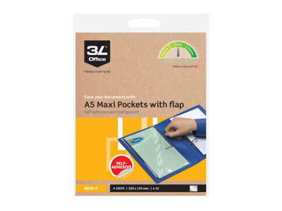 Selvklæbende lomme A5 maxi med flap 10 stk