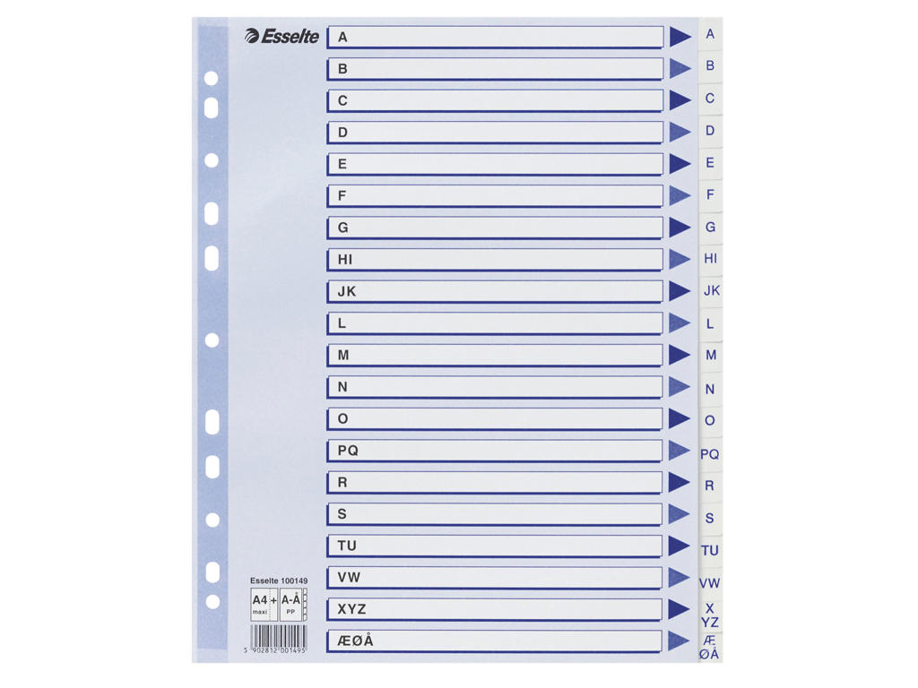 Alfabet A4+ Esselte a-å maxi hvid
