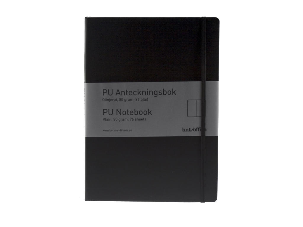 Notesbog A4 PU ulinjeret sort