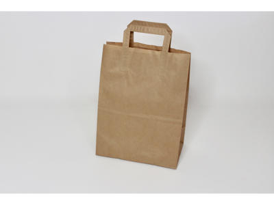Bærepose papir brun 260x155x340mm 16 liter med flad hank 200 stk