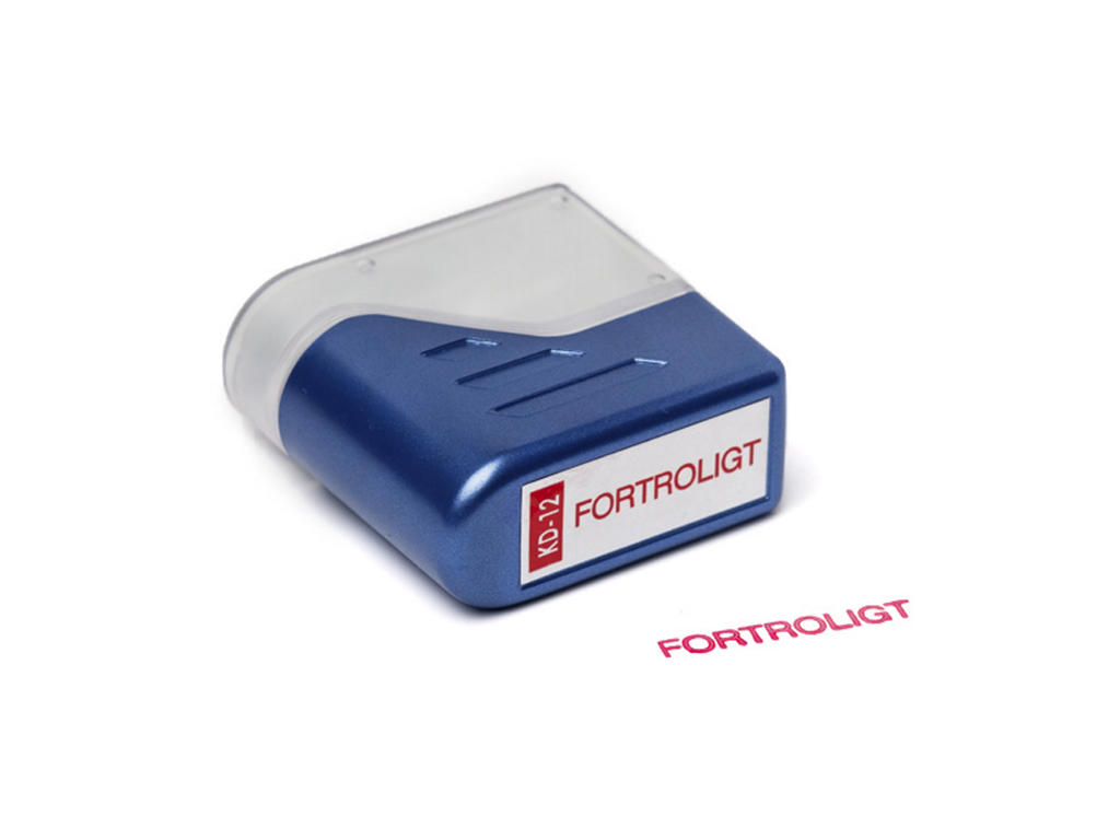 Stempel Deskmate med rød tekst FORTROLIGT