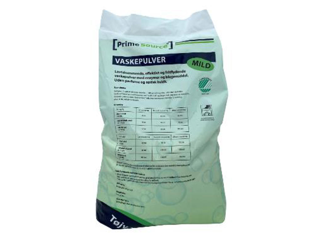 Tøjvask pulver Prime Source Mild uden parfume og optisk hvidt 10 kg