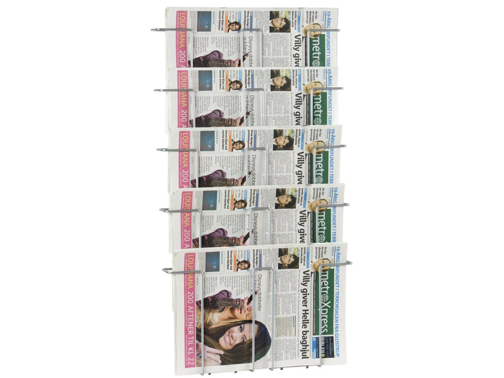 Brochurestativ Twin Agenda A3 5 fag til væg sølv