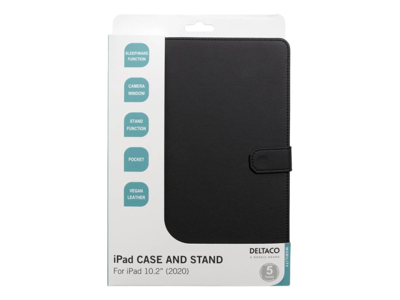 Taske til iPad 10,2" 2020/2021, vegansk læder, magnetlås, sort