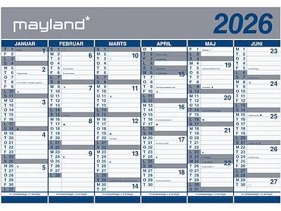 Kæmpekalender 2x6 mdr. papir 2026 (i paprør)
