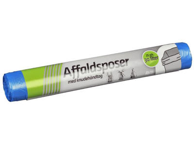 Affaldspose 50x60 cm blå 30 liter med knudehåndtag