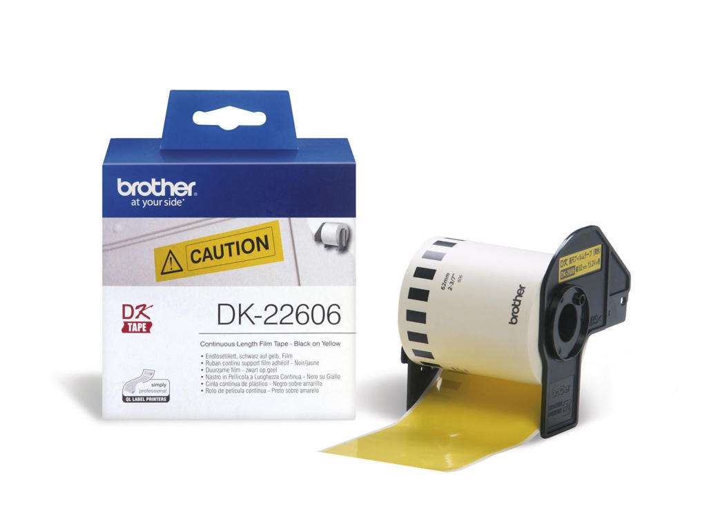 Label Brother DK22606 62mm x 15,24 meter gul film