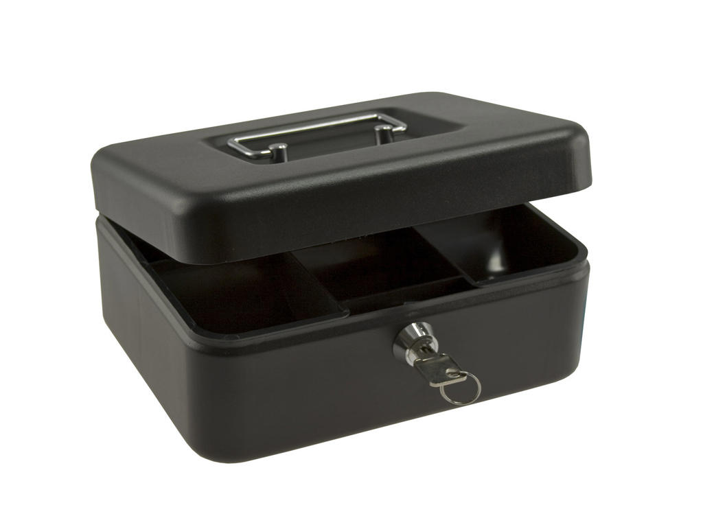 Pengekasse med 6 møntrum 90x160x200mm mørkgrå