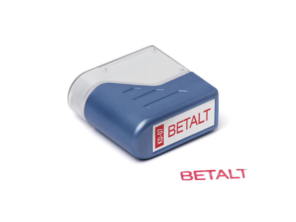 Stempel Imprint med rød tekst BETALT