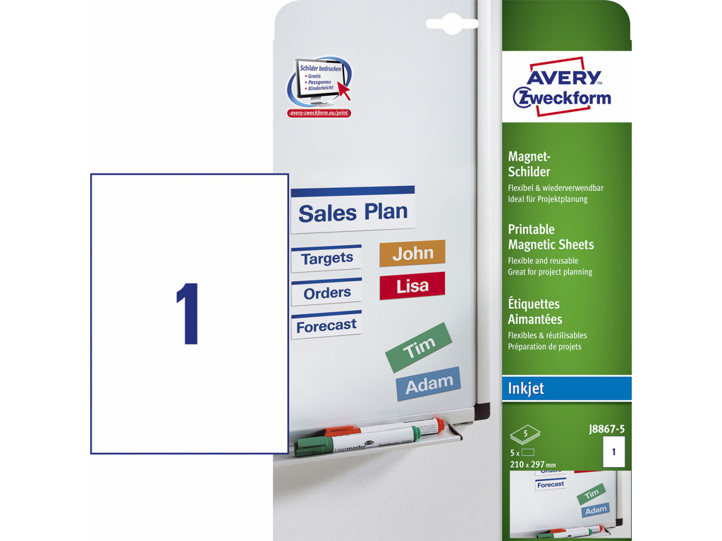 Magnetpapir inkjet 210x297mm J8867 5 stk