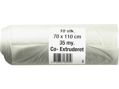 Affaldssæk | 70x110 cm | 100 L | klar | Basic 33 mic | LDPE | 10 stk