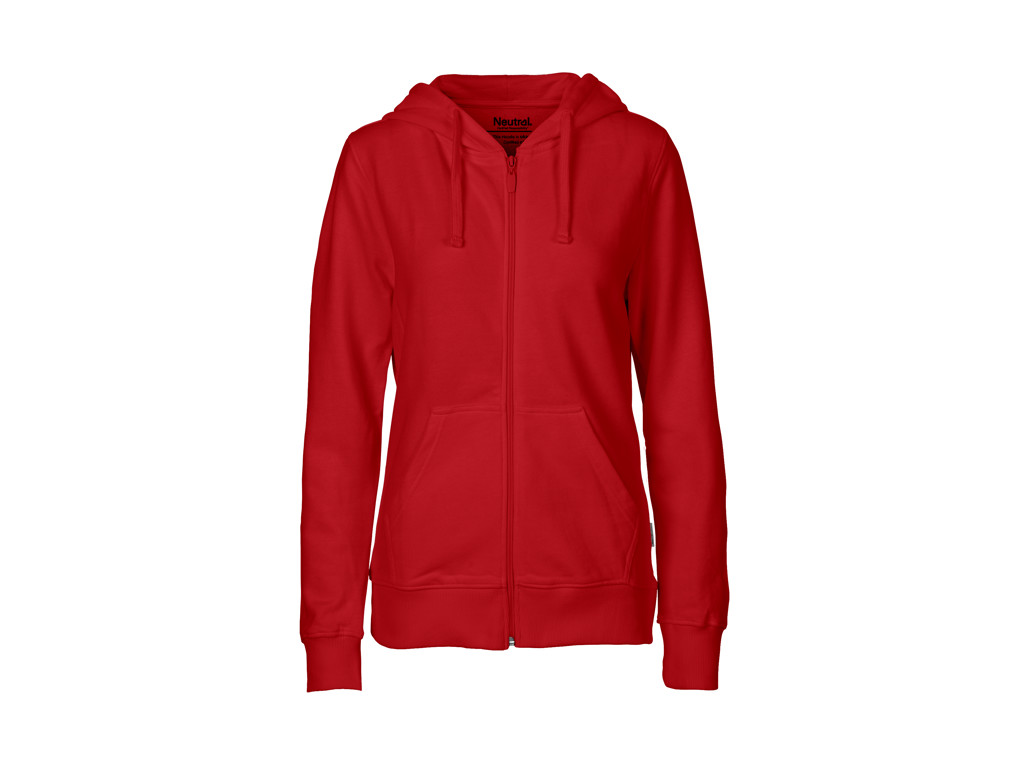 Dame Hættetrøje m/lynlås Neutral O83301 rød
