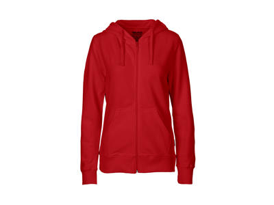 Dame Hættetrøje m/lynlås Neutral O83301 rød